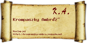 Krompaszky Ambró névjegykártya